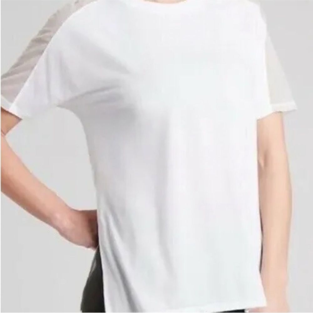 ATHLETA | Wanderlust Oversized White Short Sleeve Top Mesh Detail Women’s Size S